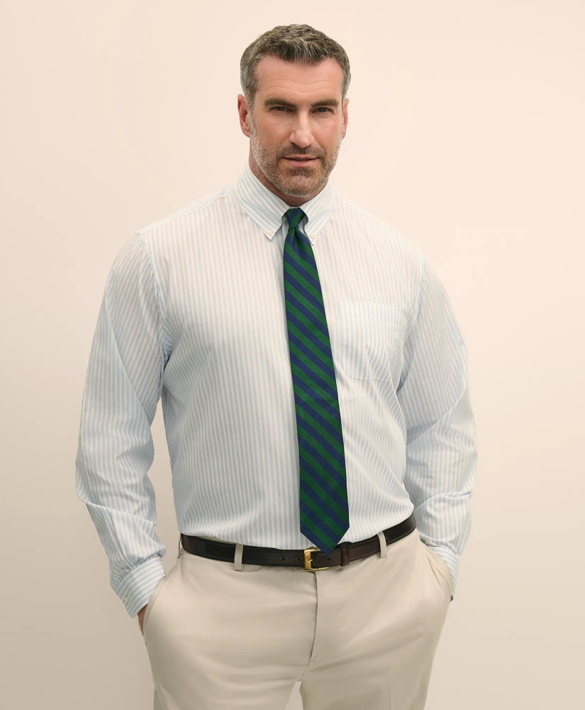 Big & Tall Stretch Cotton Broadcloth Non-Iron Polo Button Down Collar, Dress Shirt | Brooks Brothers online shop
