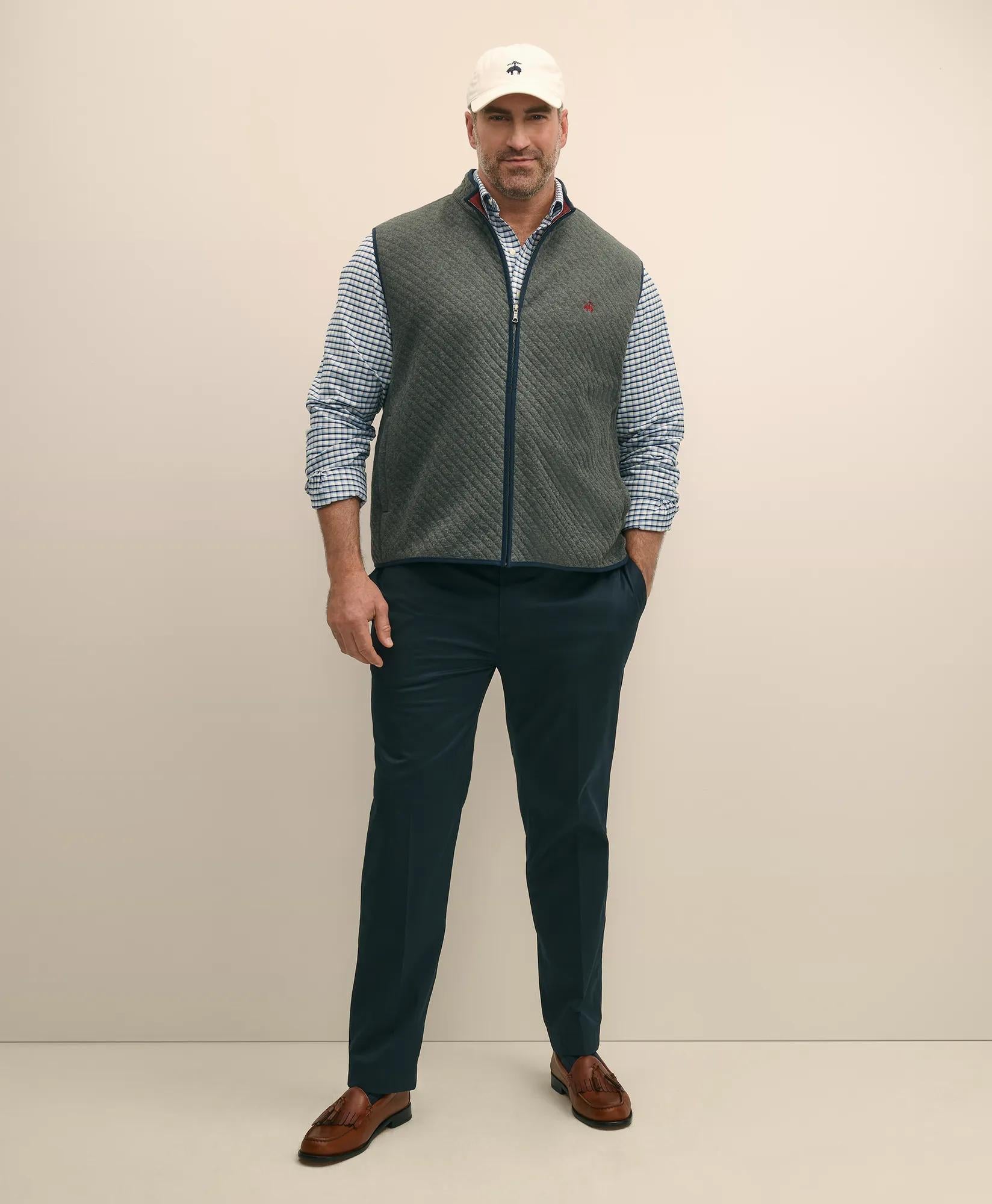 Big & Tall Stretch Cotton Non-Iron Oxford Polo Button Down Collar, Checked Shirt | Brooks Brothers for sale