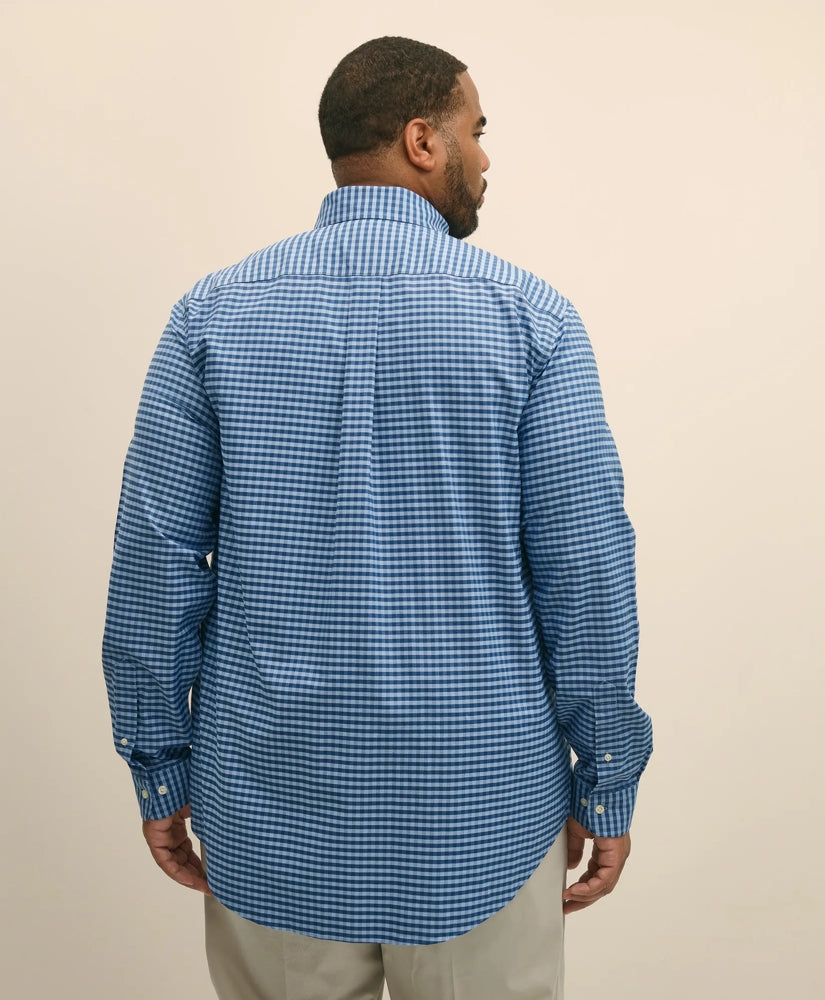 Big & Tall Stretch Cotton Non-Iron Oxford Polo Button Down Collar, Gingham Shirt | Brooks Brothers sale