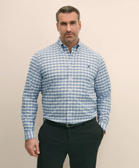 Big & Tall Stretch Cotton Non-Iron Oxford Polo Button Down Collar, Outline Check Shirt | Brooks Brothers on sale