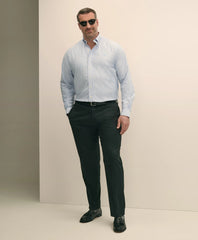 Big & Tall Stretch Cotton Non-Iron Oxford Polo Button Down Collar, Outline Stripe Shirt | Brooks Brothers online shop