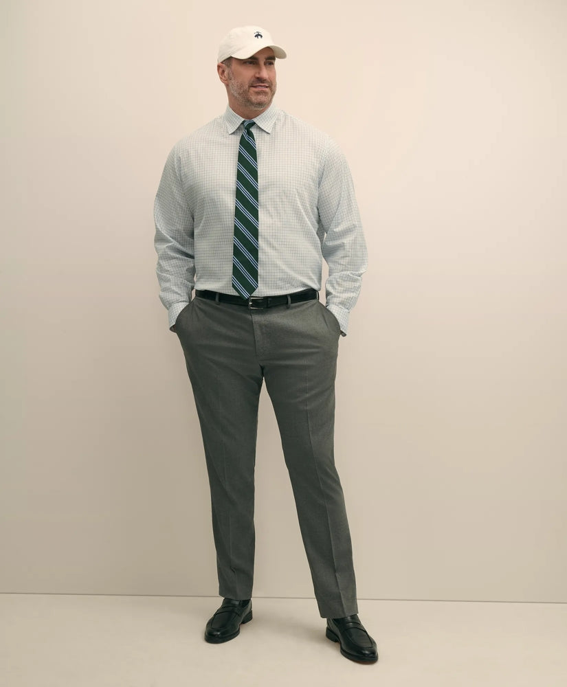 Big & Tall Stretch Cotton Non-Iron Pinpoint Oxford Ainsley Collar, Windowpane Dress Shirt | Brooks Brothers online