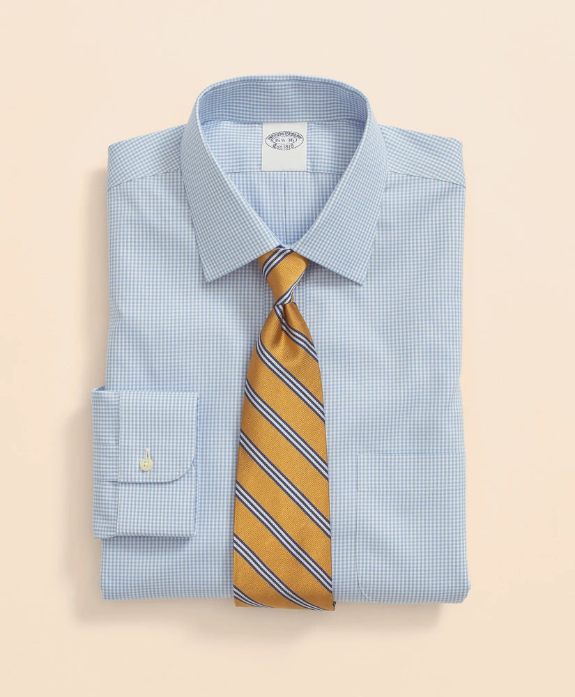 Big & Tall Stretch Supima® Cotton Non-Iron Pinpoint Oxford Ainsley Collar, Gingham Dress Shirt | Brooks Brothers on sale
