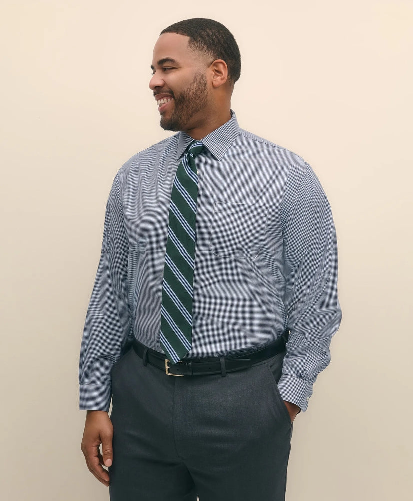 Big & Tall Stretch Supima® Cotton Non-Iron Pinpoint Oxford Ainsley Collar, Gingham Dress Shirt | Brooks Brothers on sale