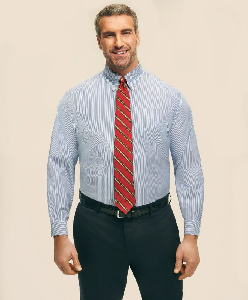 Big & Tall Stretch Supima® Cotton Non-Iron Pinpoint Oxford Button-Down Collar, Candy Stripe Dress Shirt | Brooks Brothers for sale