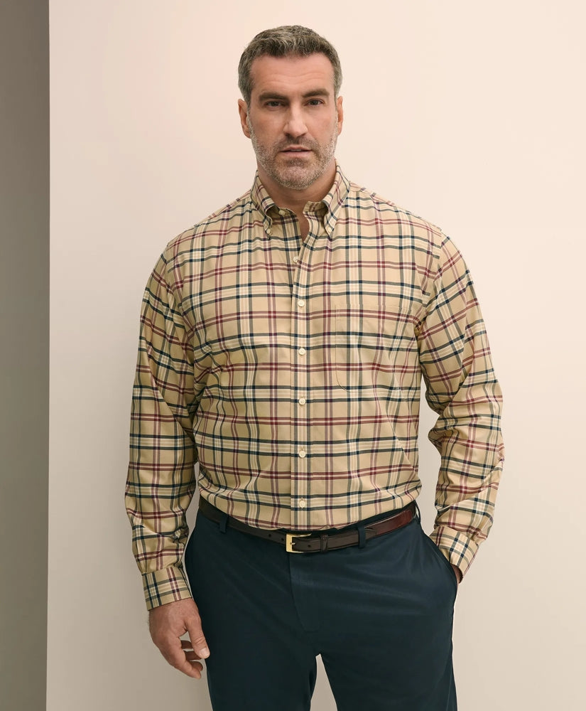 Big & Tall Stretch Supima® Cotton Non-Iron Twill Polo Button-Down Collar Tartan Shirt | Brooks Brothers for sale