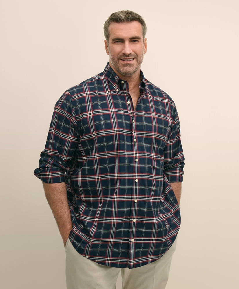 Big & Tall Stretch Supima® Cotton Non-Iron Twill Polo Button-Down Collar Tartan Shirt | Brooks Brothers for sale
