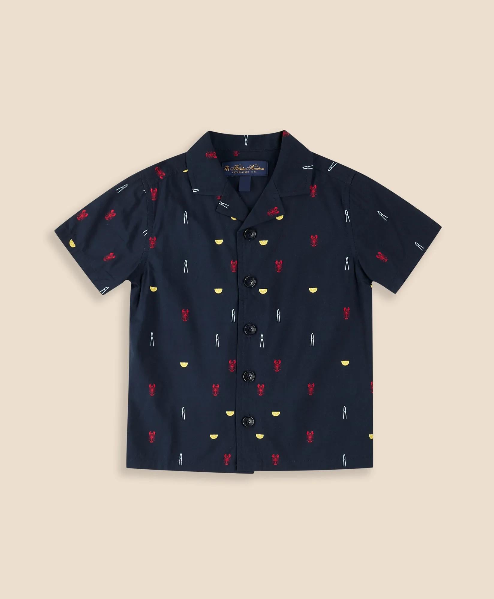 Boys Cotton Blend Lobster Bake Camp Collar Shirt | Brooks Brothers cheap