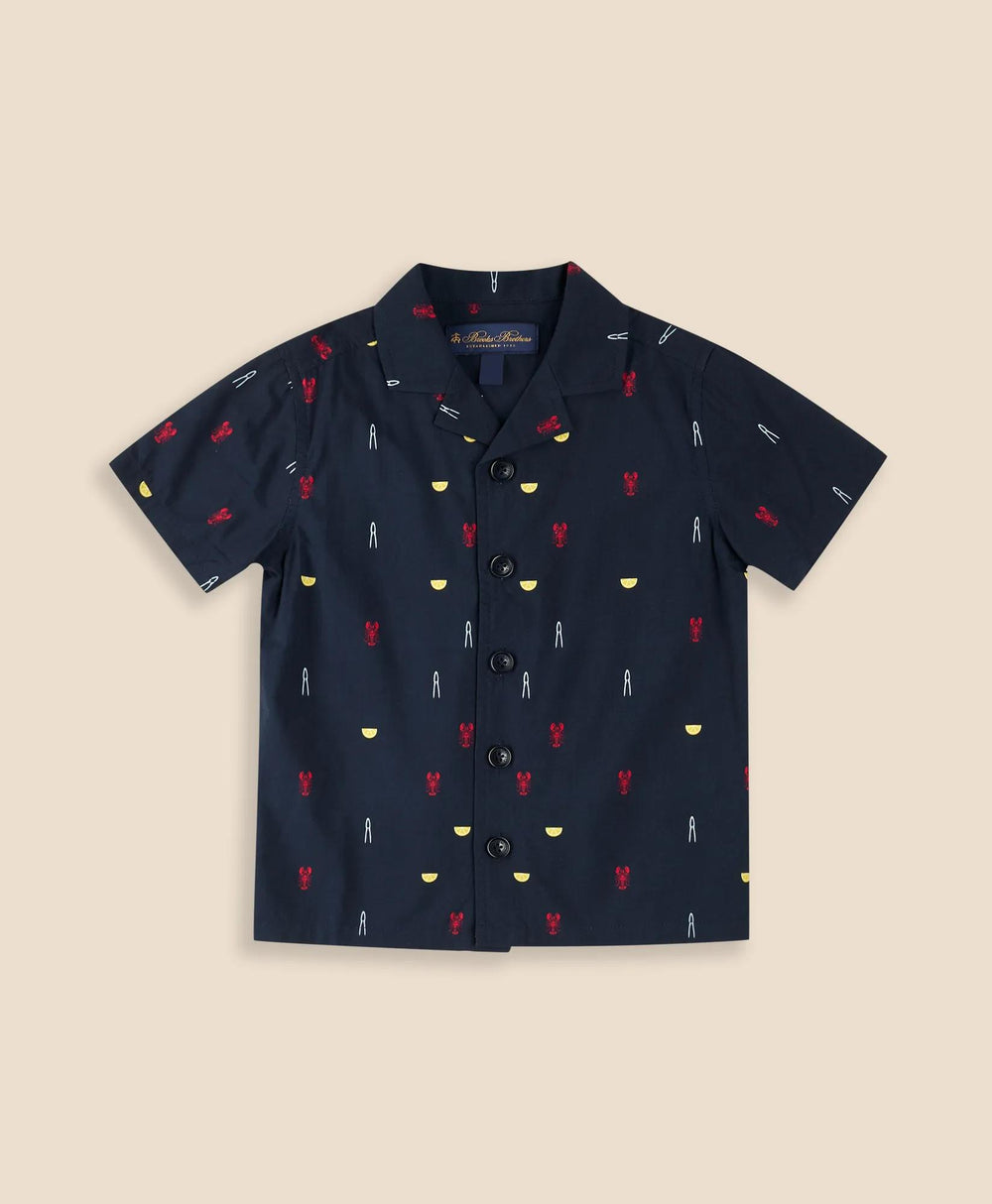 Boys Cotton Blend Lobster Bake Camp Collar Shirt | Brooks Brothers cheap
