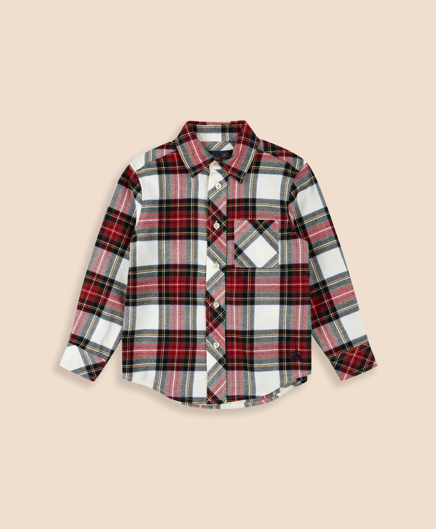 Boys Cotton Brushed Flannel Shirt | Brooks Brothers online shop