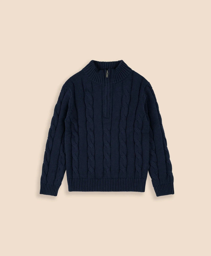 Boys Cotton Cable Knit Quarter-Zip Sweater | Brooks Brothers discount