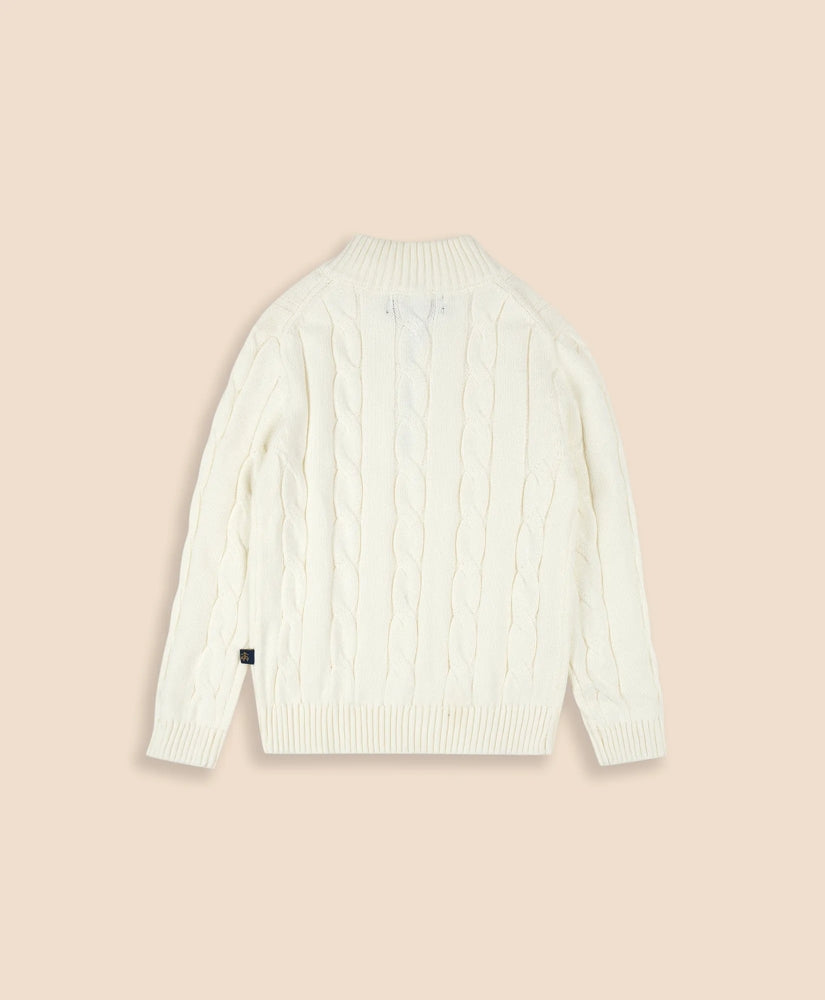 Boys Cotton Cable Knit Quarter-Zip Sweater | Brooks Brothers discount