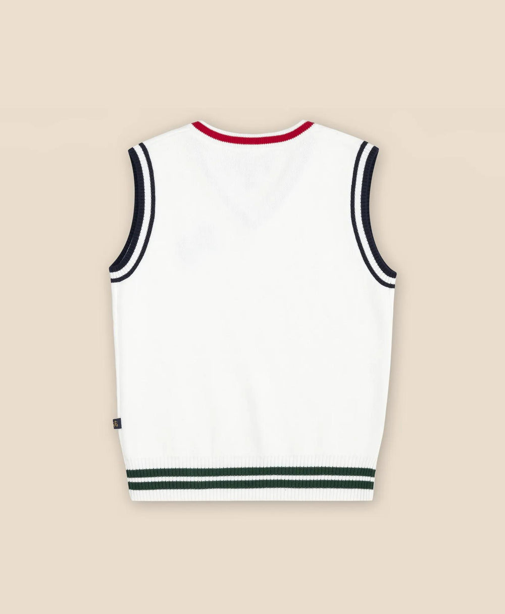 Boys Cotton Jacquard Varsity Sweater Vest | Brooks Brothers online shop