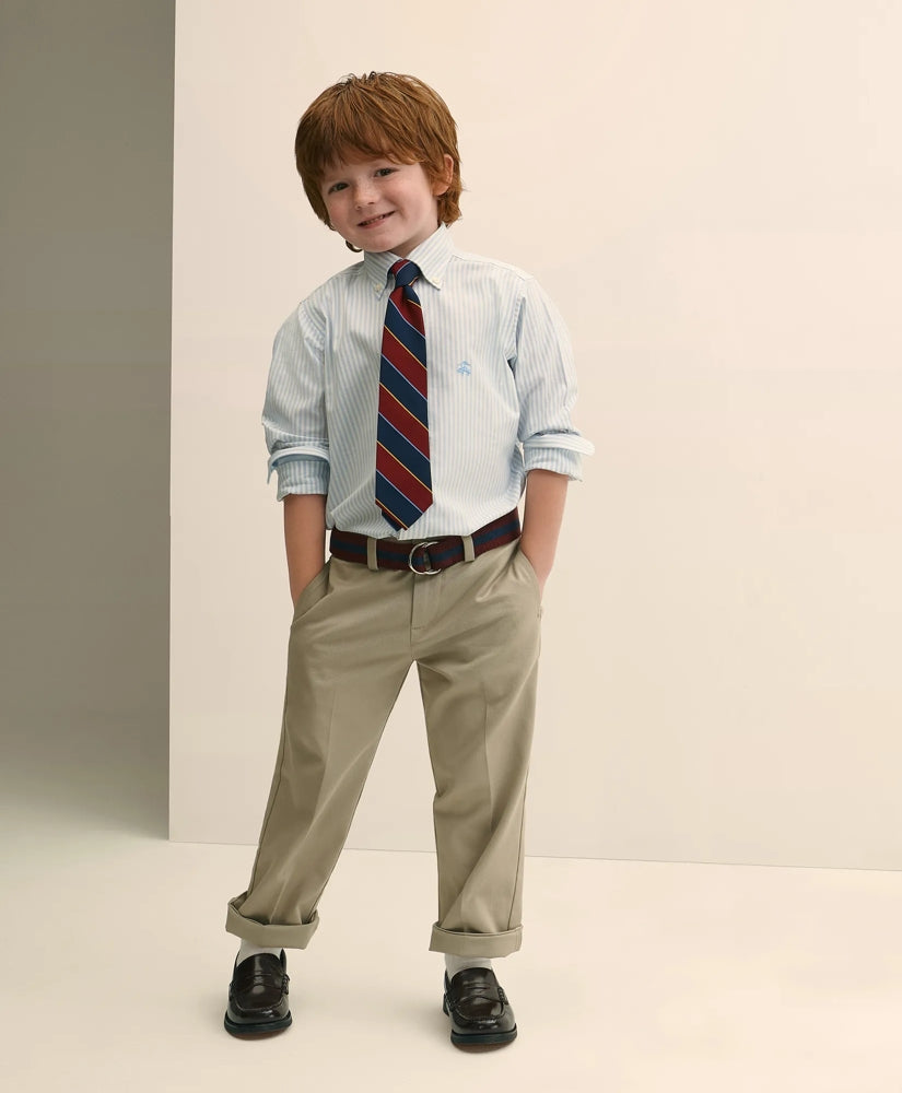 Boys Non-Iron Stretch Cotton Striped Oxford Sport Shirt | Brooks Brothers online shop