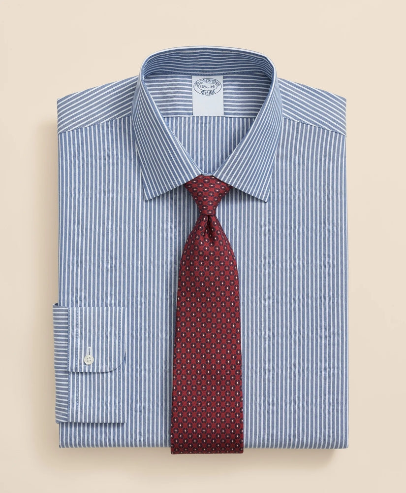 Brooks Brothers Explorer Collection Non-Iron Twill Ainley Collar Ground Stripe, Dress Shirt | Brooks Brothers on sale