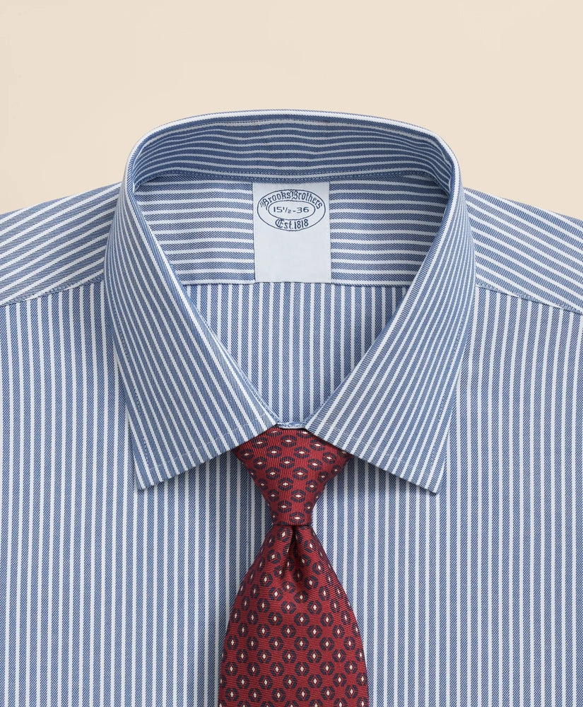 Brooks Brothers Explorer Collection Non-Iron Twill Ainley Collar Ground Stripe, Dress Shirt | Brooks Brothers on sale