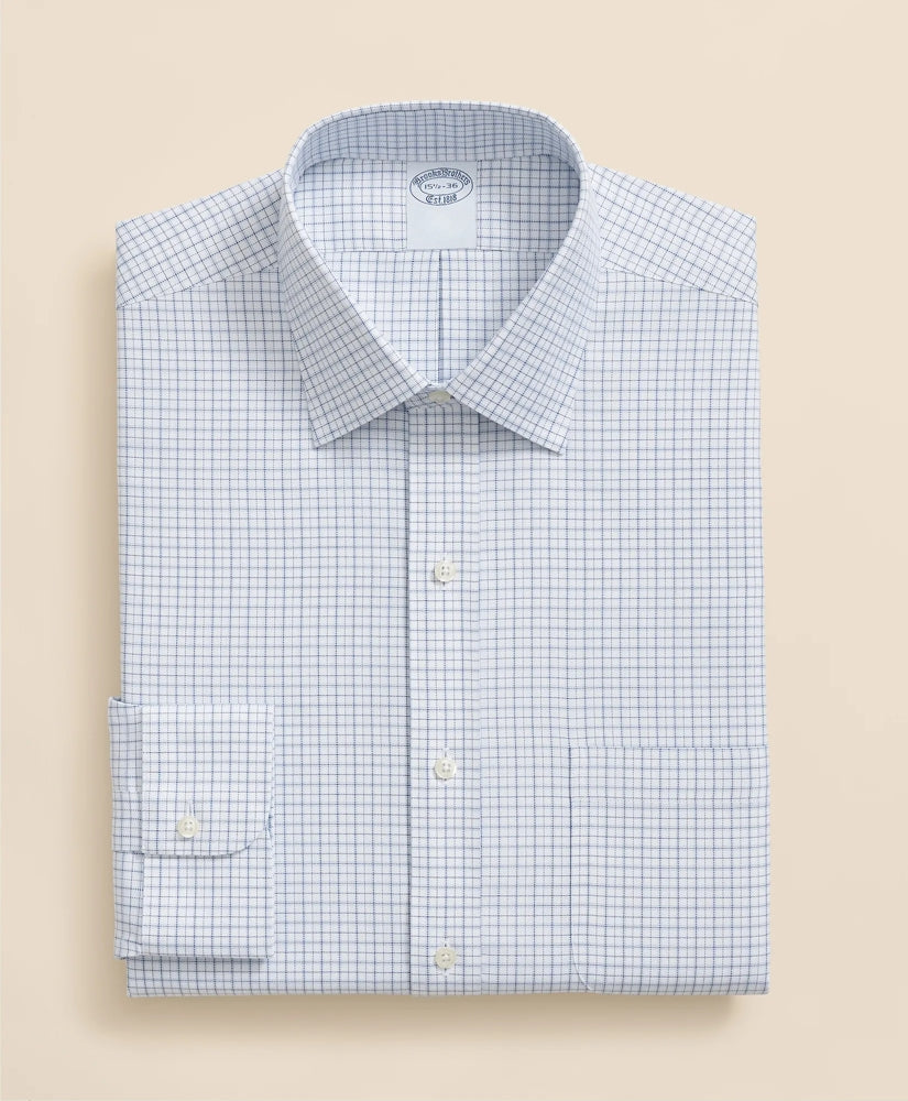 Brooks Brothers Explorer Collection Non-Iron Twill Ainsley Collar Windowpane, Dress Shirt | Brooks Brothers on sale