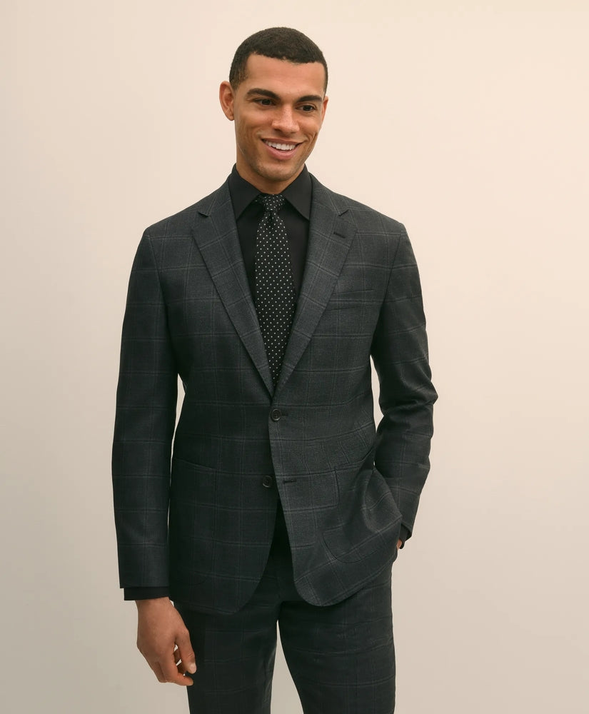 Brooks Brothers Explorer Collection Slim Fit Wool Windowpane Suit Jacket | Brooks Brothers on sale