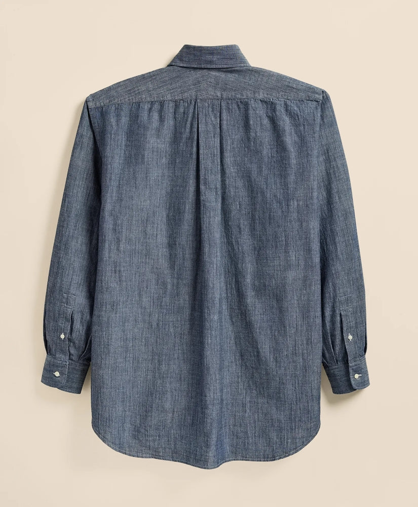 Brooks Brothers X Engineered Garments Cotton Chambray Round Pinhole Collar Oversized Dress Shirt | Brooks Brothers discount