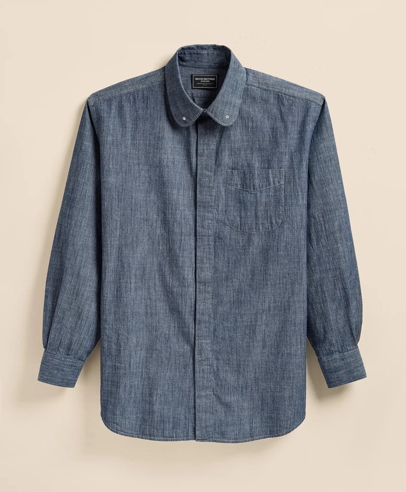 Brooks Brothers X Engineered Garments Cotton Chambray Round Pinhole Collar Oversized Dress Shirt | Brooks Brothers discount