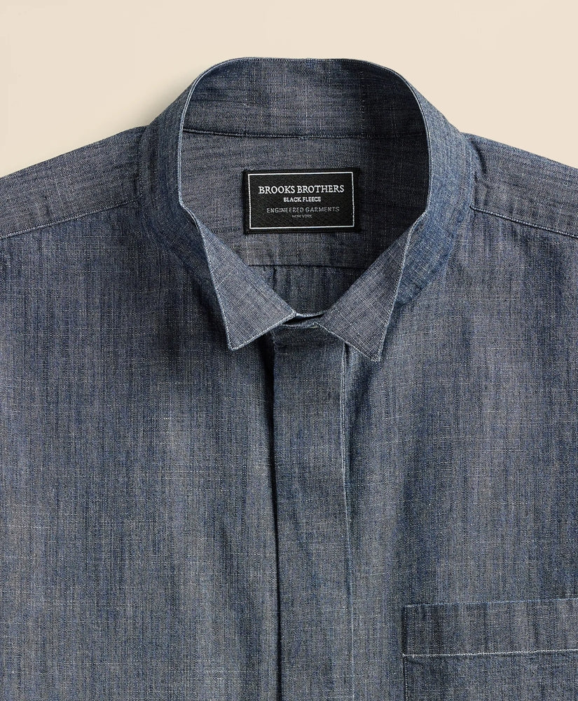 Brooks Brothers X Engineered Garments Cotton Chambray Wing Collar Oversized Dress Shirt | Brooks Brothers on sale