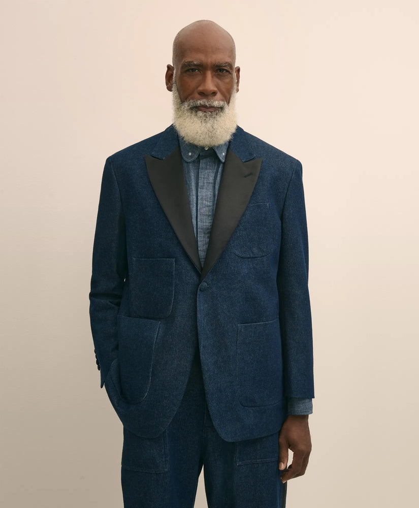 Brooks Brothers X Engineered Garments Cotton Denim Oversized Dinner Jacket | Brooks Brothers online shop