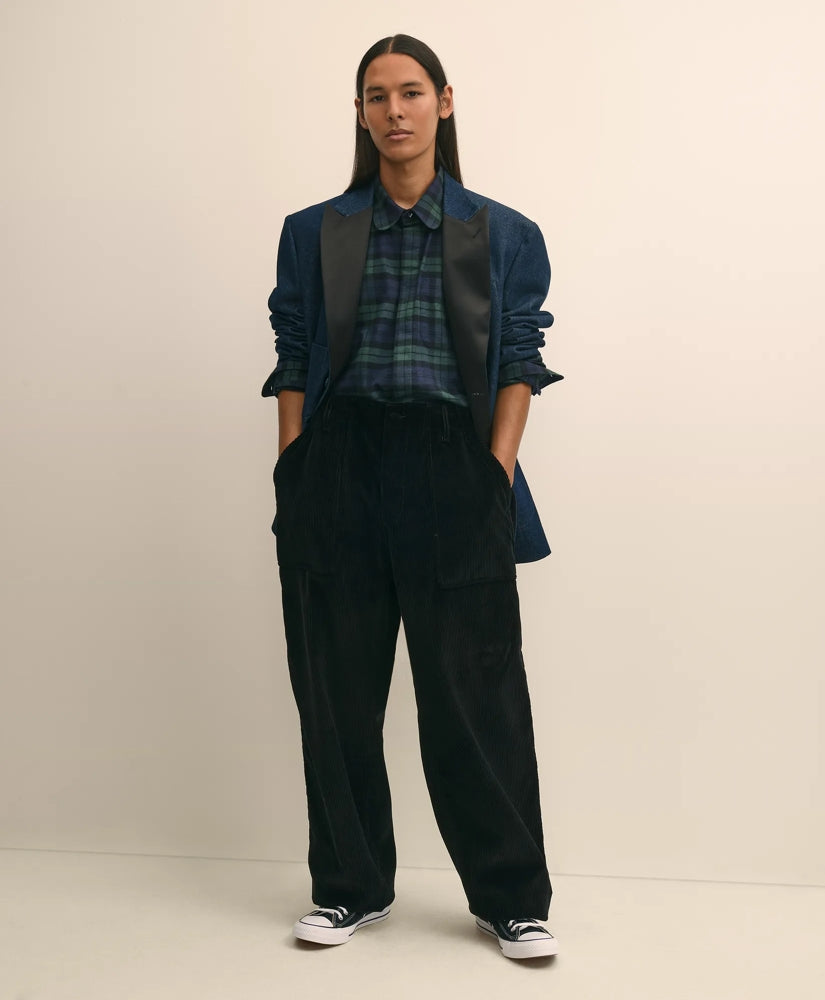 Brooks Brothers X Engineered Garments Cotton Flannel Round Pinhole Collar Oversized, Tartan Dress Shirt | Brooks Brothers discount