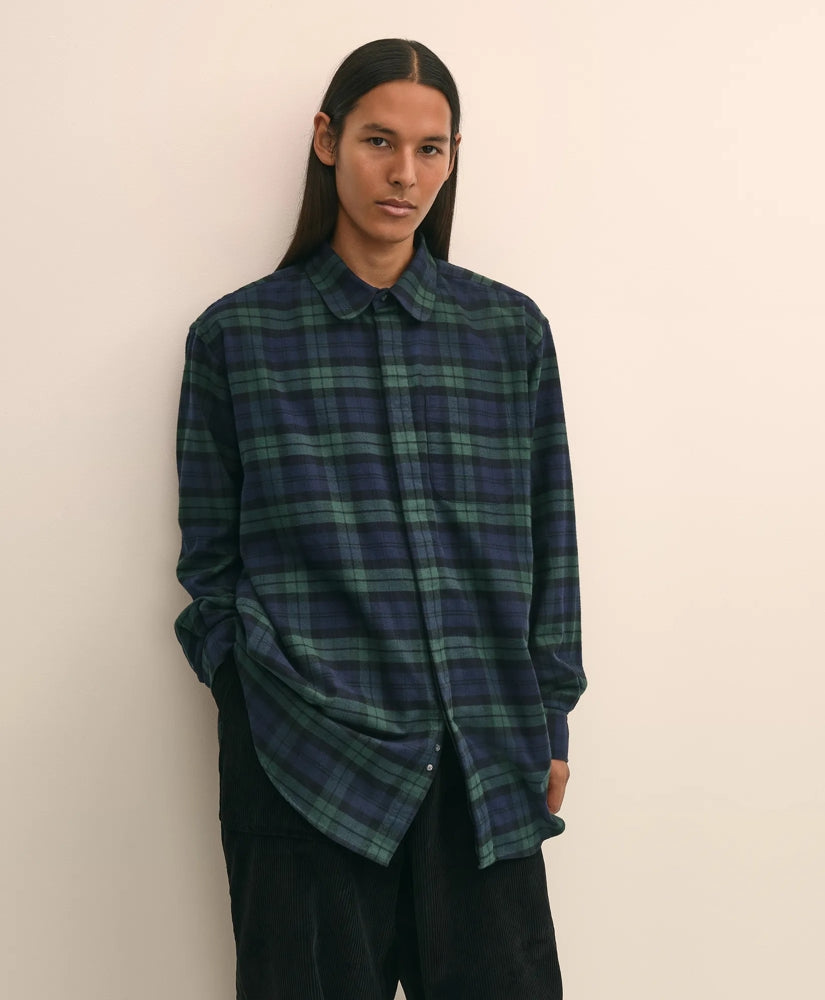 Brooks Brothers X Engineered Garments Cotton Flannel Round Pinhole Collar Oversized, Tartan Dress Shirt | Brooks Brothers discount