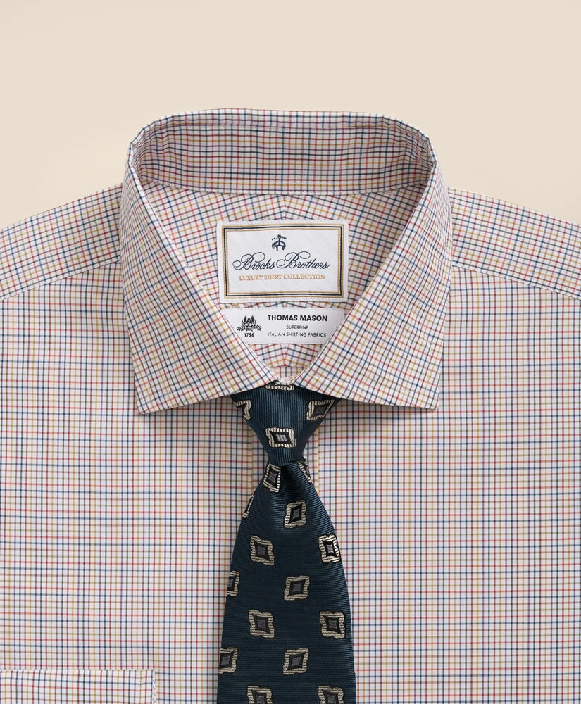 Brooks Brothers X Thomas Mason® Cotton English Collar, Checked Dress Shirt | Brooks Brothers online