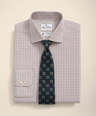 Brooks Brothers X Thomas Mason® Cotton English Collar, Checked Dress Shirt | Brooks Brothers online
