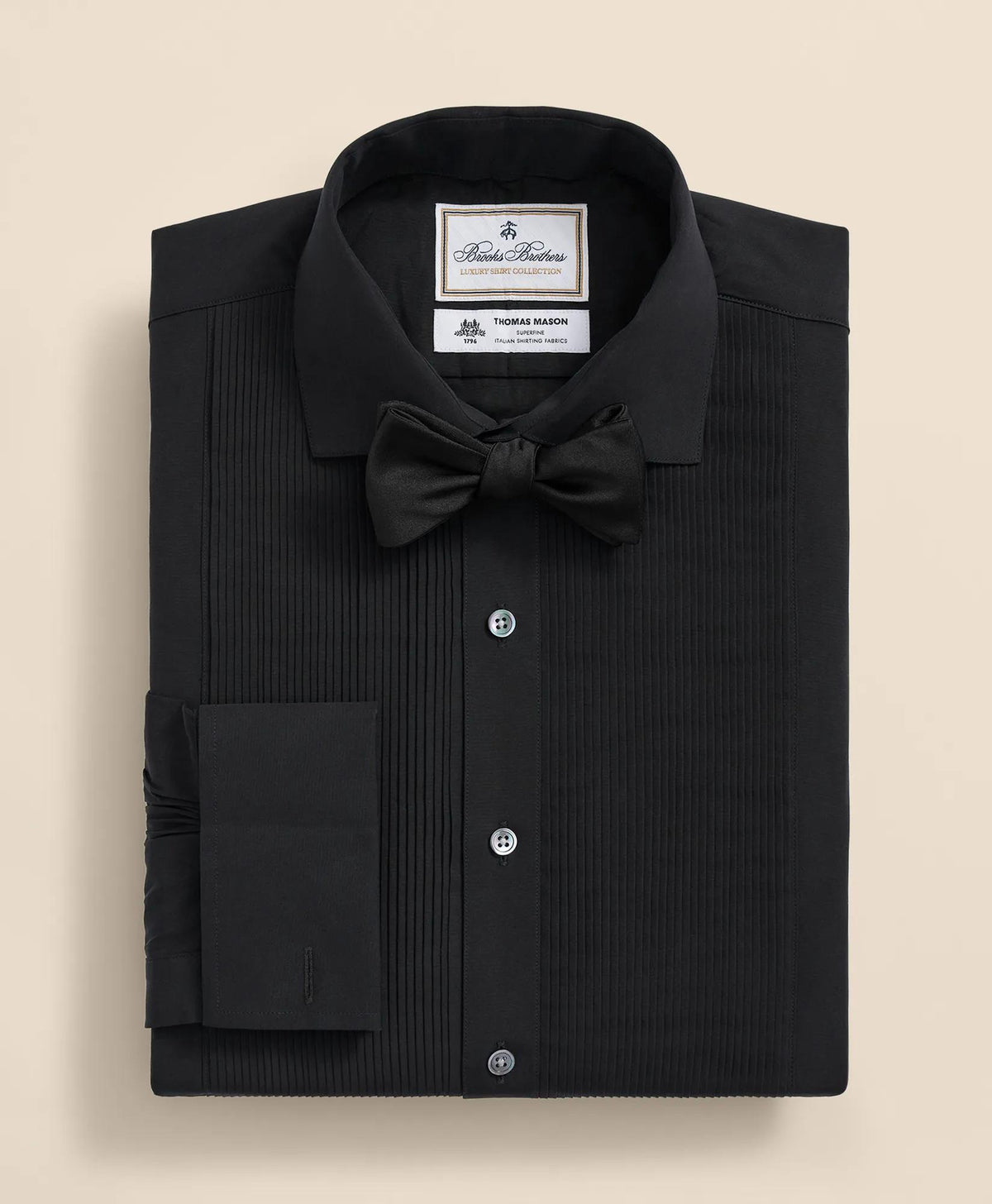 Brooks Brothers X Thomas Mason® Cotton English Collar, Swiss Pleat Front Tuxedo Shirt | Brooks Brothers online