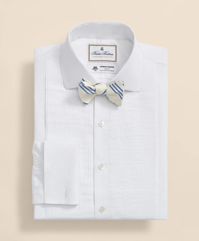 Brooks Brothers X Thomas Mason® Cotton English Collar, Swiss Pleat Front Tuxedo Shirt | Brooks Brothers online