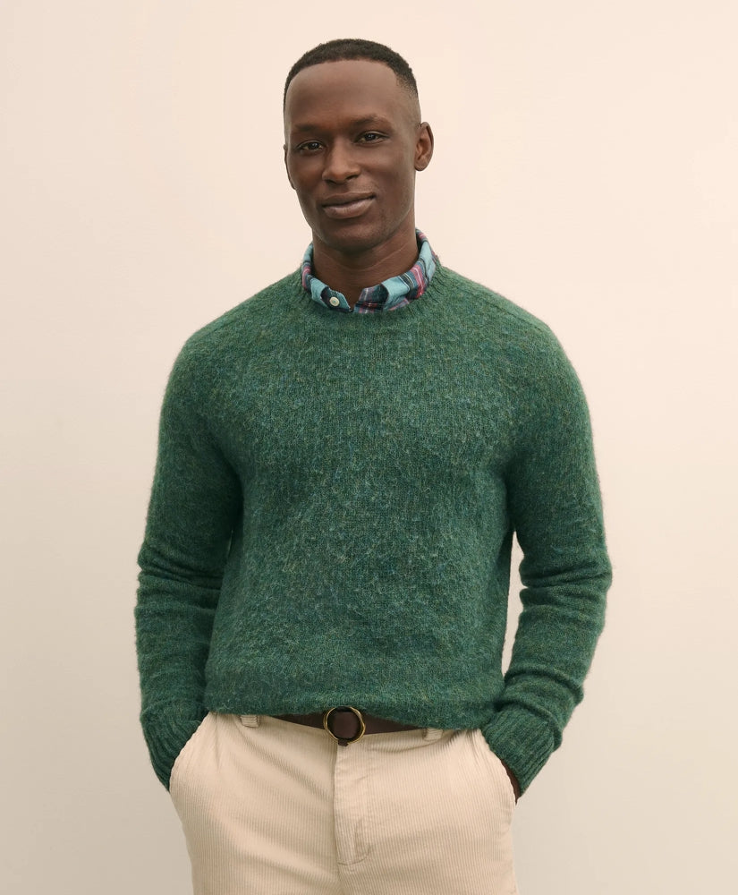 Brushed Wool Crewneck Sweater | Brooks Brothers online