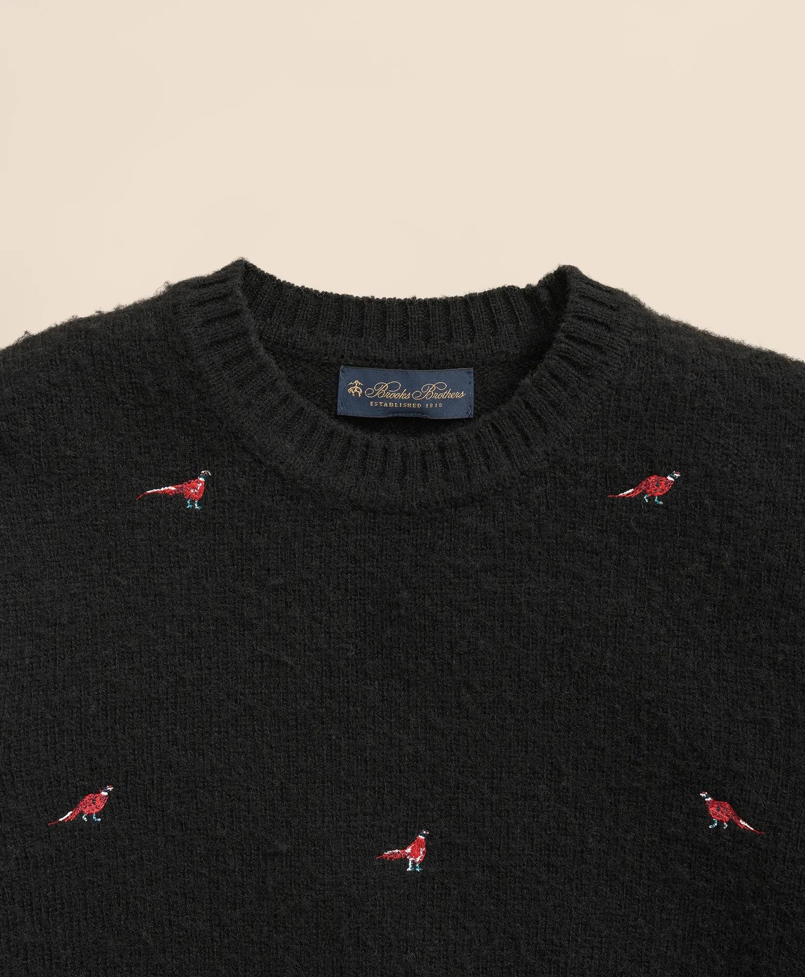 Brushed Wool Pheasant-Embroidered Sweater | Brooks Brothers on sale