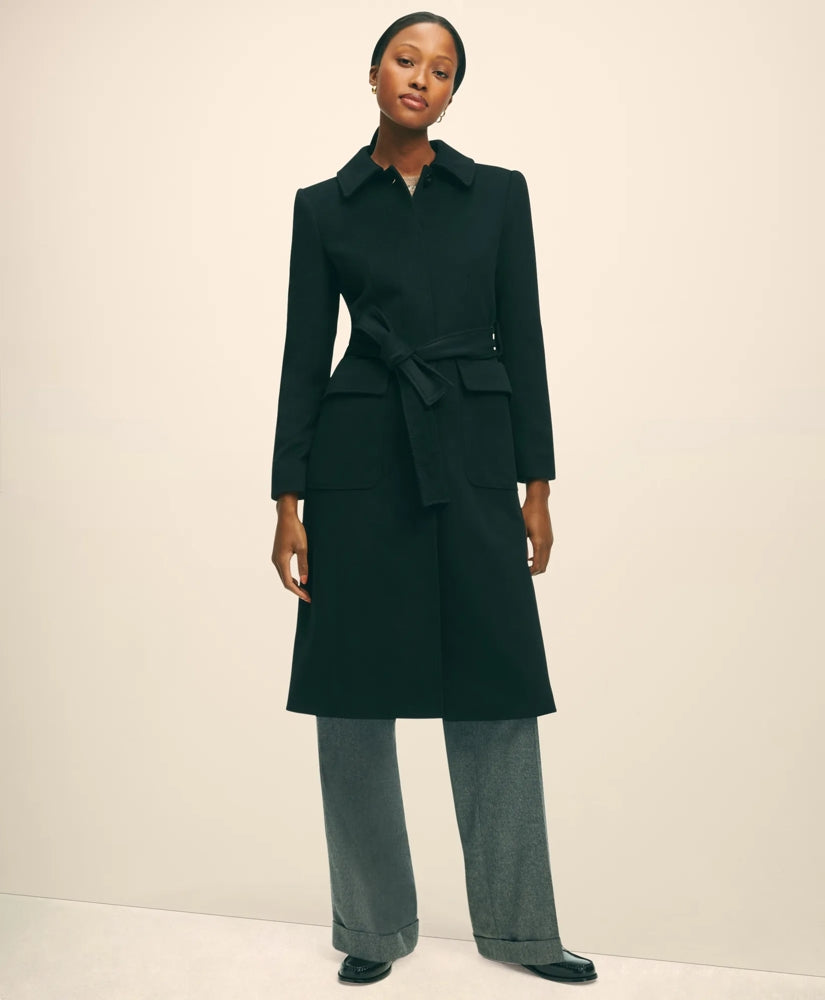 Brushed Wool Twill Wrap Coat | Brooks Brothers discount
