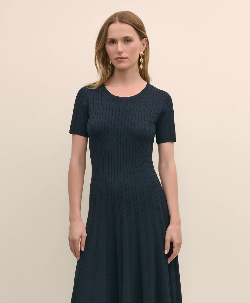 Cable-Knit Fit-and-Flare Sweater Dress | Brooks Brothers online shop