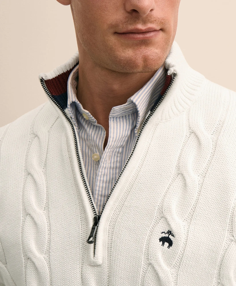 Cable Knit Tennis Quarter-Zip Sweater in Supima® Cotton | Brooks Brothers discount