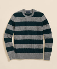 Cashmere Wool Cable-Knit Sweater in Rugby Stripe | Brooks Brothers online