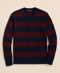 Cashmere Wool Cable-Knit Sweater in Rugby Stripe | Brooks Brothers online