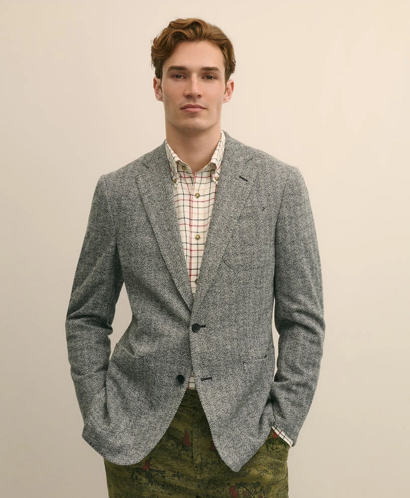 Classic Fit Herringbone Knit Sport Coat in Wool-Cotton | Brooks Brothers discount