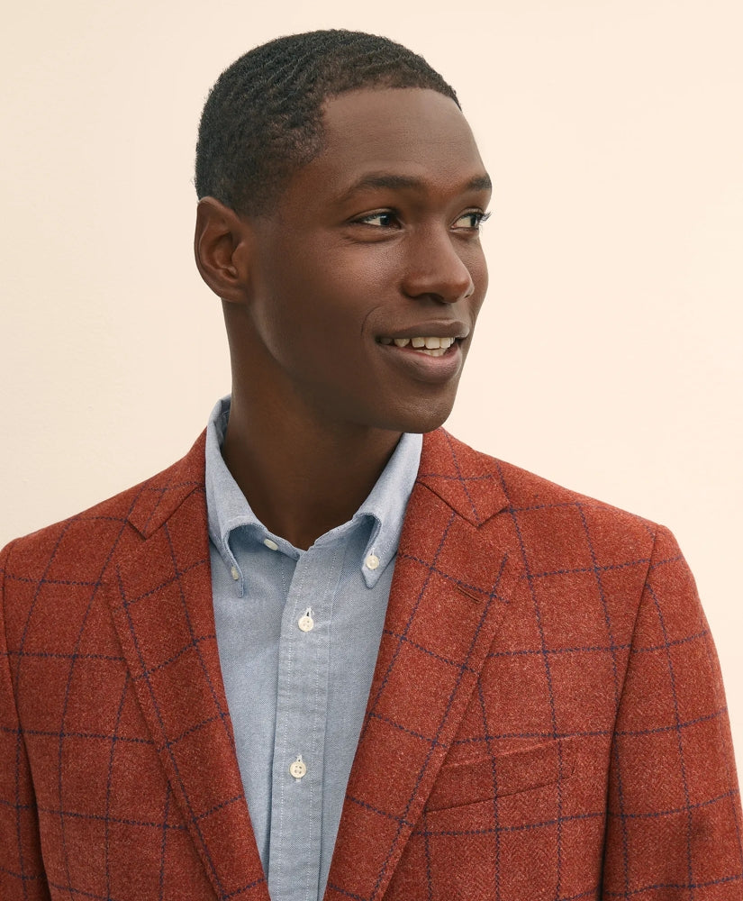 Classic Fit Wool-Cashmere Tweed Windowpane 1818 Sport Coat | Brooks Brothers online