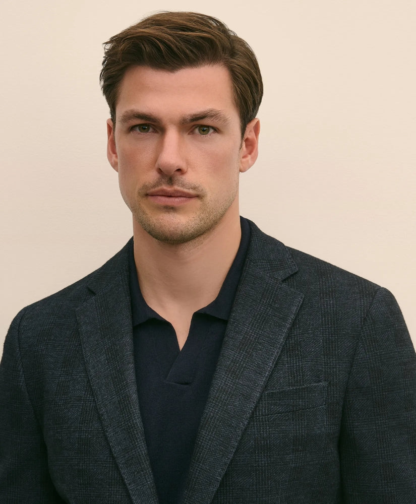 Classic Fit Wool Cotton Knit Check Sport Coat | Brooks Brothers online shop