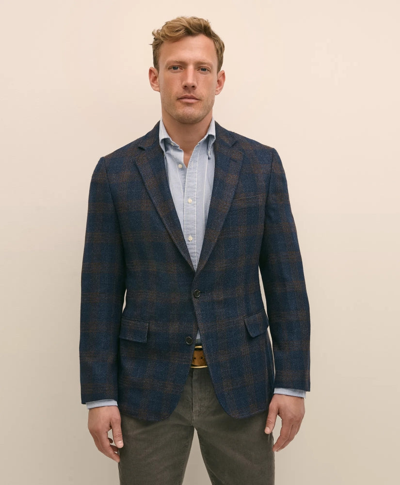 Classic Fit Wool-Cotton-Silk-Cashmere Hopsack Check Sport Coat | Brooks Brothers discount