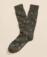 Cotton-Blend Bird Motif Socks | Brooks Brothers online