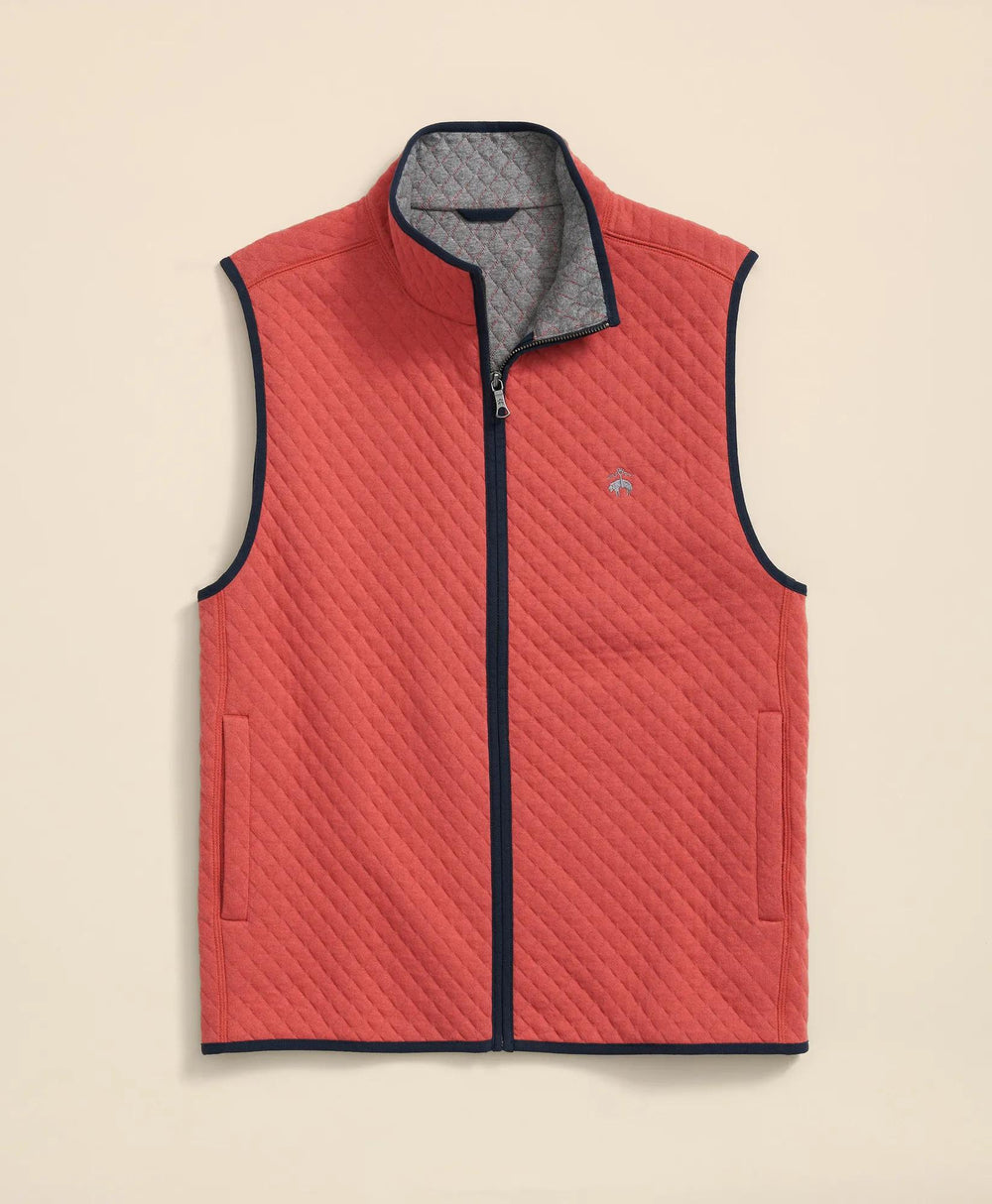 Cotton-Blend Diamond-Quilted Full-Zip Vest | Brooks Brothers on sale