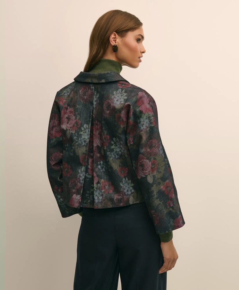 Cotton Blend Floral Jacquard Cropped Jacket | Brooks Brothers on sale