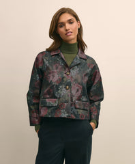 Cotton Blend Floral Jacquard Cropped Jacket | Brooks Brothers on sale