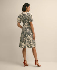 Cotton Blend Puff-Sleeve Floral Print Dress | Brooks Brothers discount