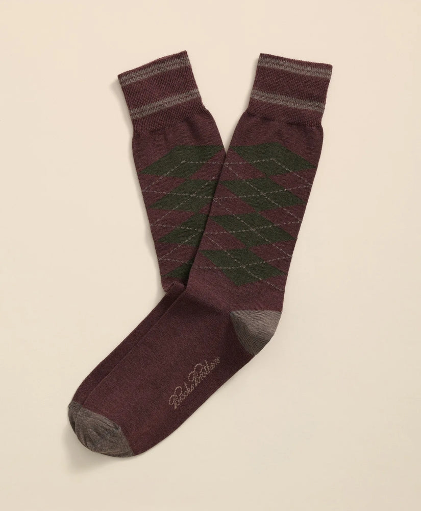 Cotton-Blend Tipped Argyle Socks | Brooks Brothers online shop