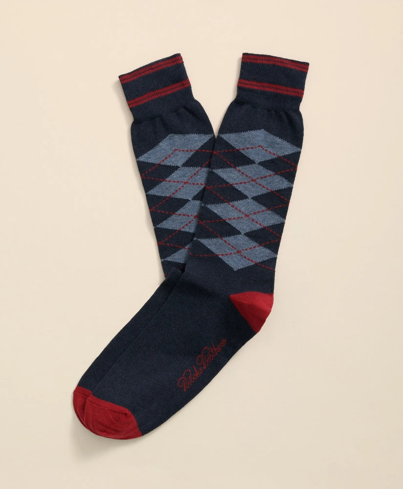 Cotton-Blend Tipped Argyle Socks | Brooks Brothers online shop